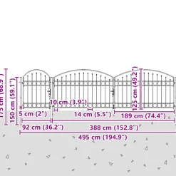 vidaXL Tuinhekpoort ASSEN met gebogen bovenzijde staal 1,25 x 5 m zwart