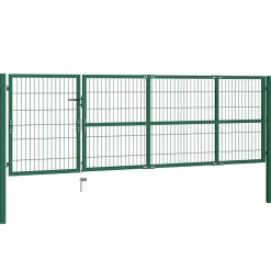 vidaXL Tuinhekpoort met palen 350x100 cm staal groen