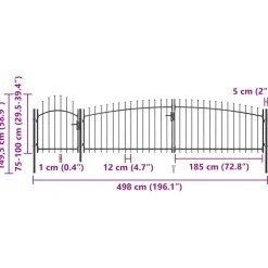 vidaXL Tuinhekpoort Woerden met speerpunt 5x1 m zwart