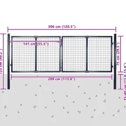 vidaXL Tuinhek van gaas gegalvaniseerd staal 300x75 cm grijs