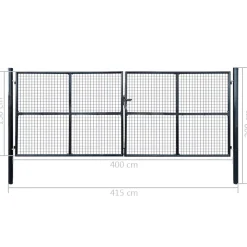 vidaXL Tuinhek van gaas gegalvaniseerd staal 400x150 cm grijs