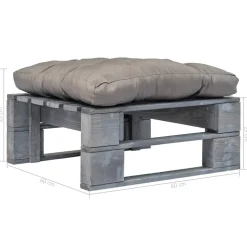 vidaXL Tuinhocker met grijs kussen pallet hout grijs