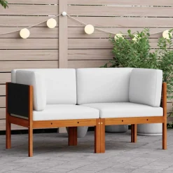 vidaXL Tuinhoekbanken 2 st met kussens acaciahout & touw