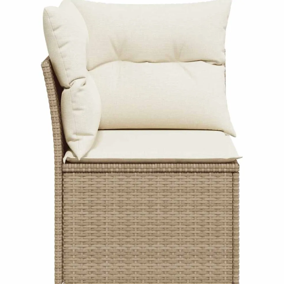 vidaXL Tuinhoekbank met kussens poly rattan beige