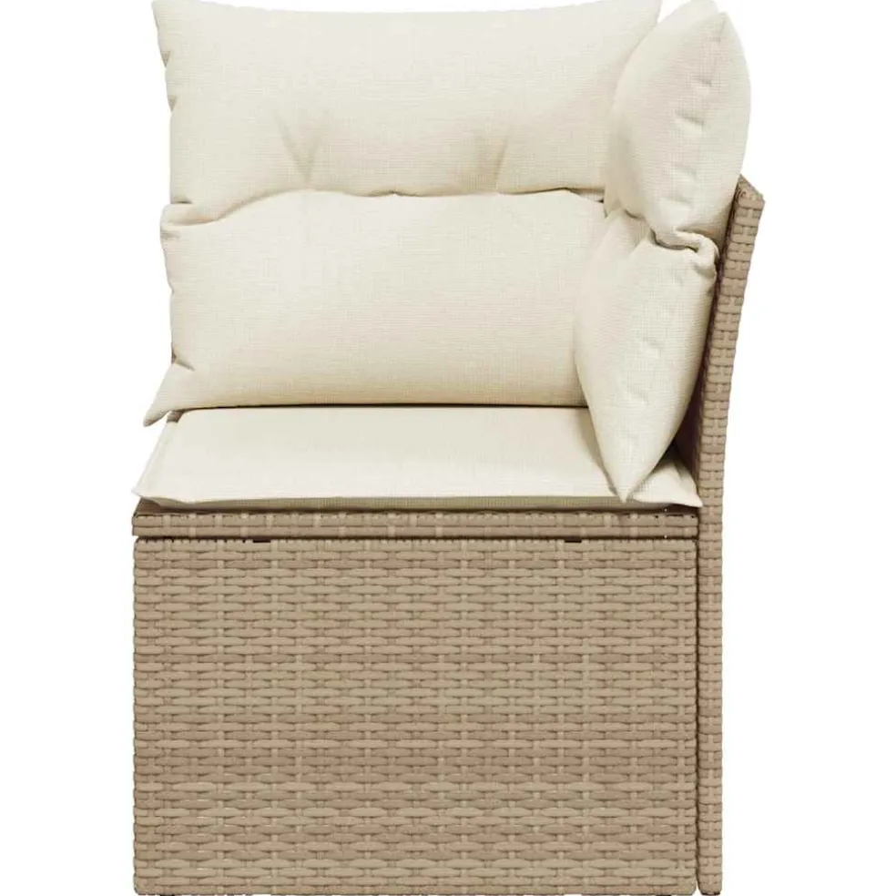 vidaXL Tuinhoekbank met kussens poly rattan beige