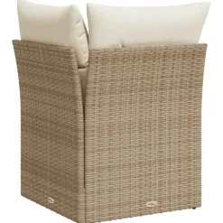vidaXL Tuinhoekbank met kussens poly rattan beige