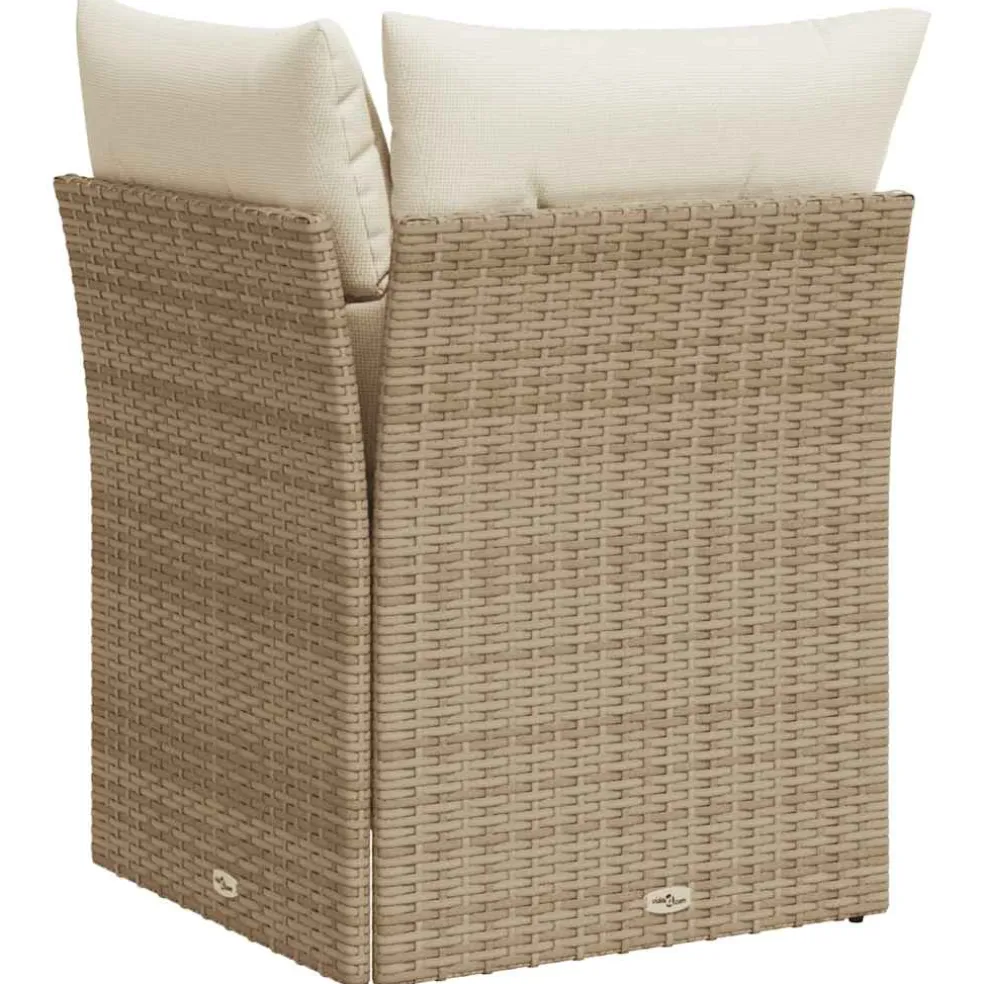 vidaXL Tuinhoekbank met kussens poly rattan beige
