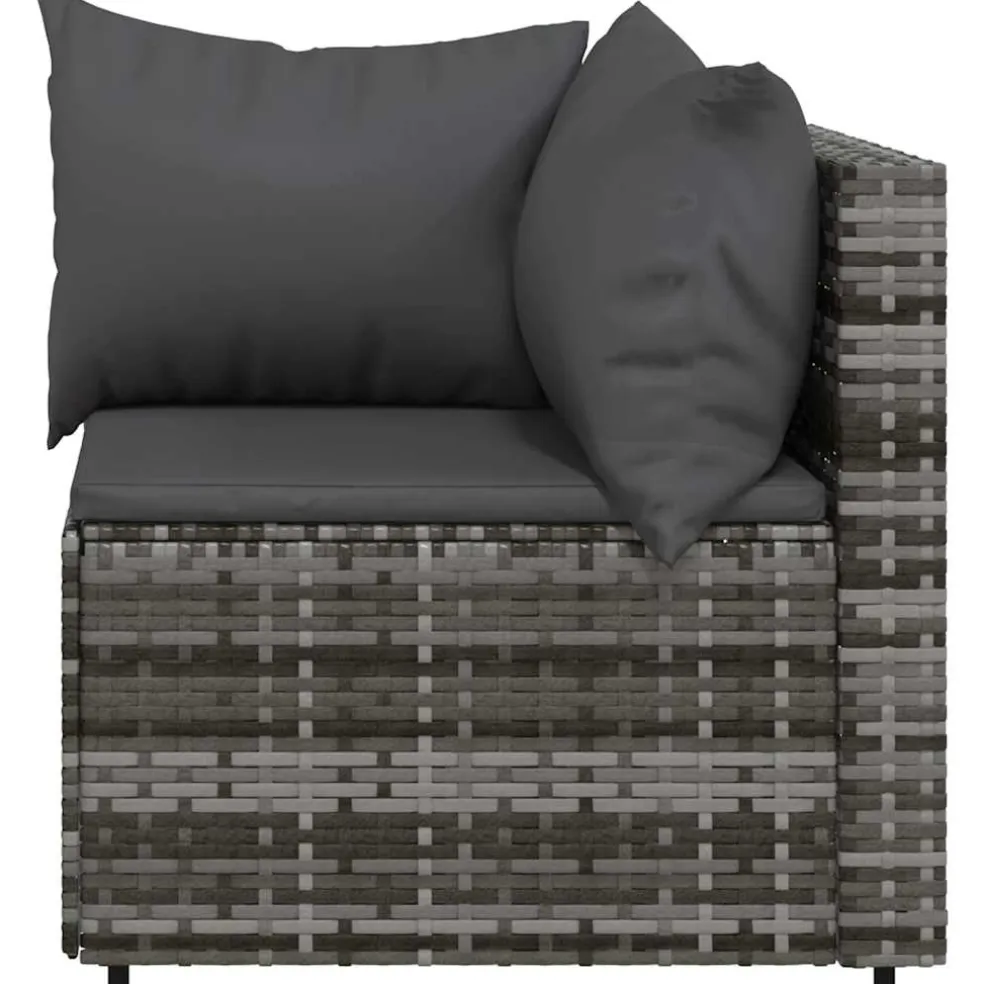 vidaXL Tuinhoekbank met kussens poly rattan grijs