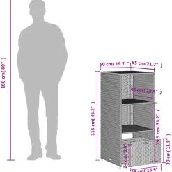 vidaXL Tuinkast 50x55x115 cm poly rattan bruin