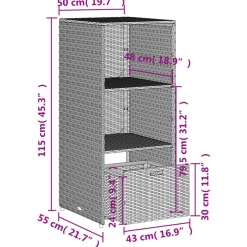 vidaXL Tuinkast 50x55x115 cm poly rattan bruin
