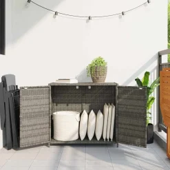 vidaXL Tuinkast 83x45x76 cm poly rattan grijs