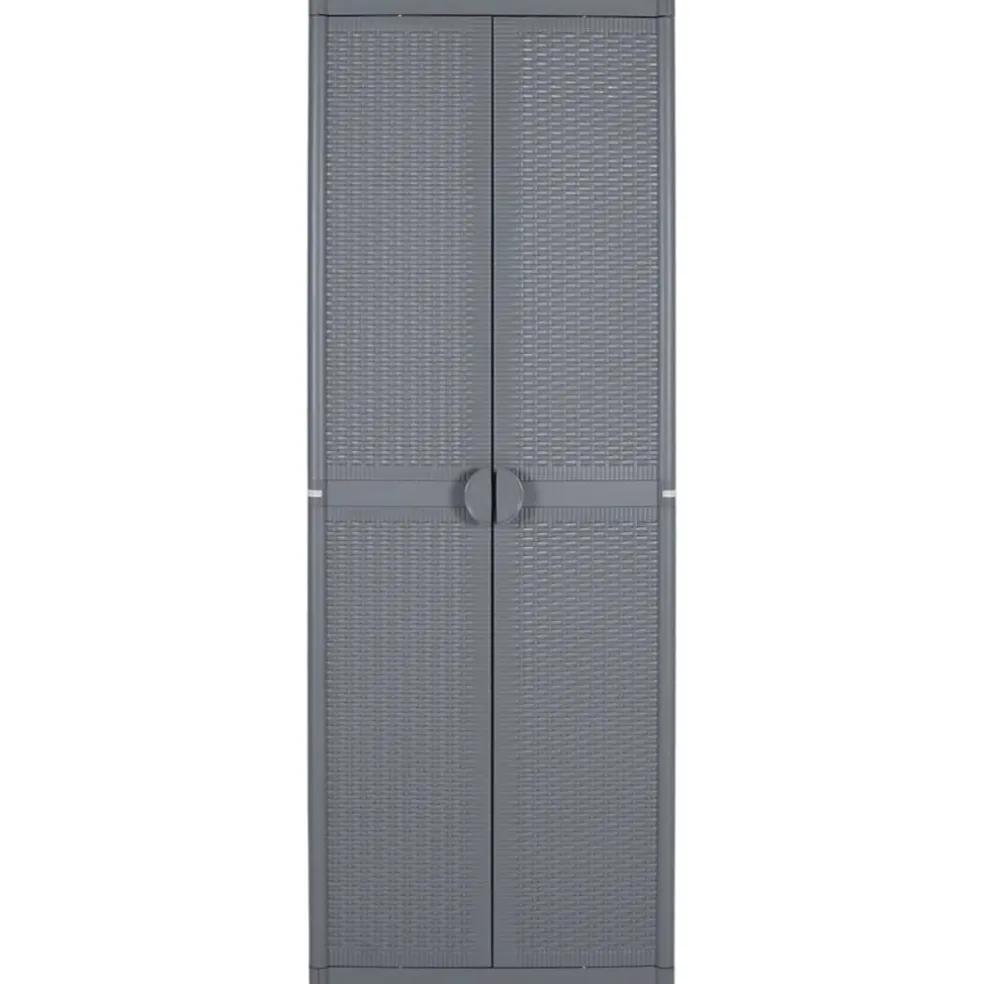 vidaXL Tuinkast 65x45x172 cm PP rattan grijs