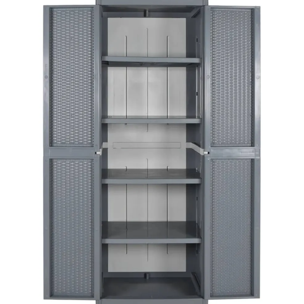 vidaXL Tuinkast 65x45x172 cm PP rattan grijs