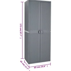 vidaXL Tuinkast 65x45x172 cm PP rattan grijs