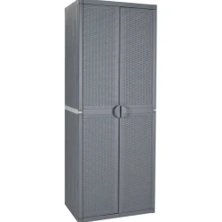 vidaXL Tuinkast 65x45x172 cm PP rattan grijs