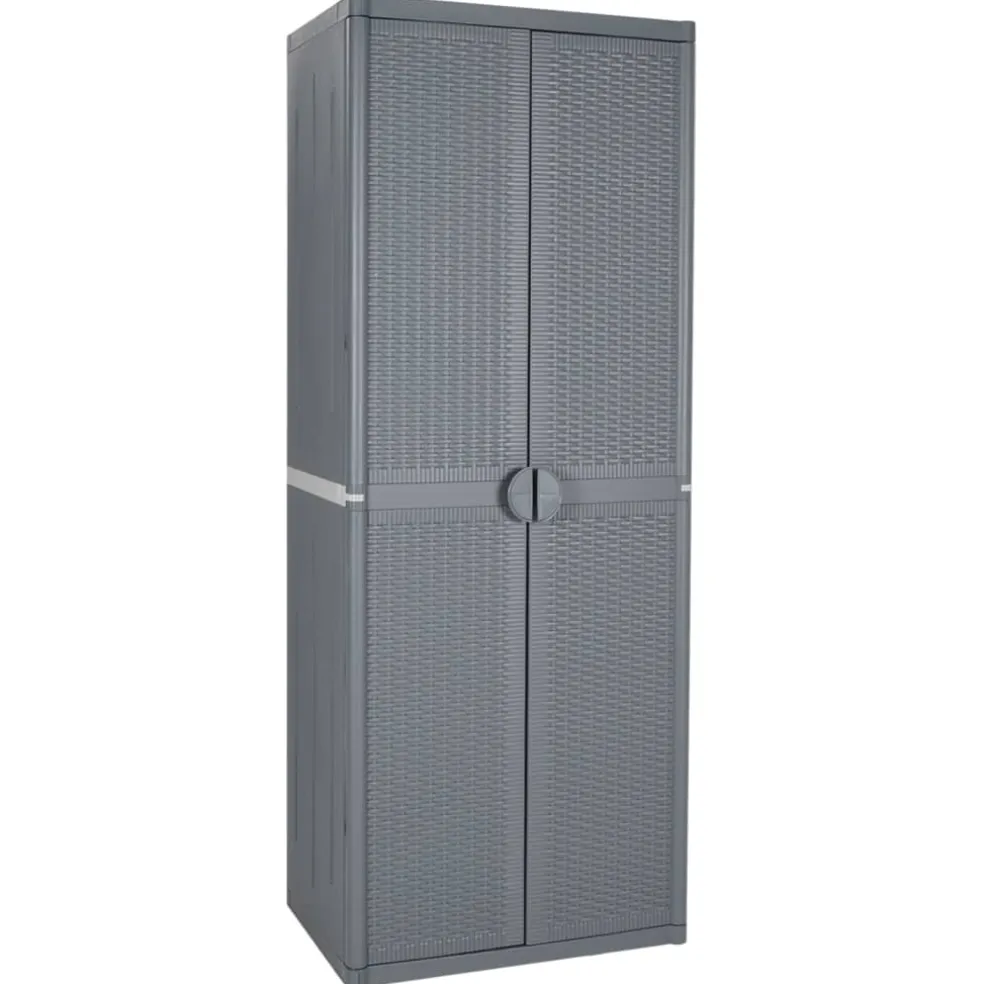 vidaXL Tuinkast 65x45x172 cm PP rattan grijs