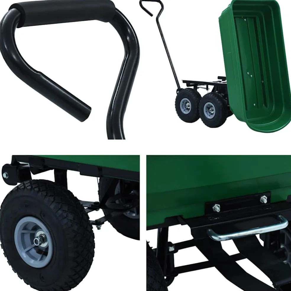 vidaXL Tuinkiepwagen 300 kg 75L groen