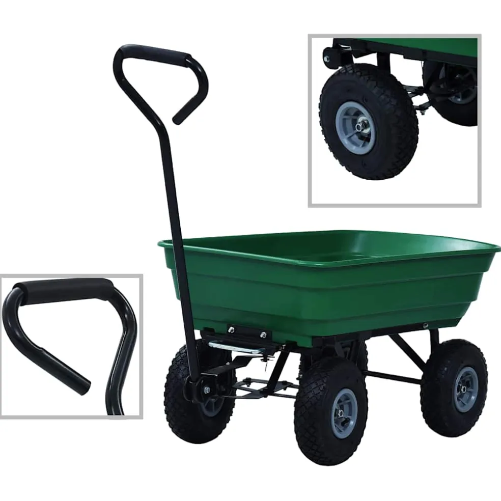 vidaXL Tuinkiepwagen 300 kg 75L groen