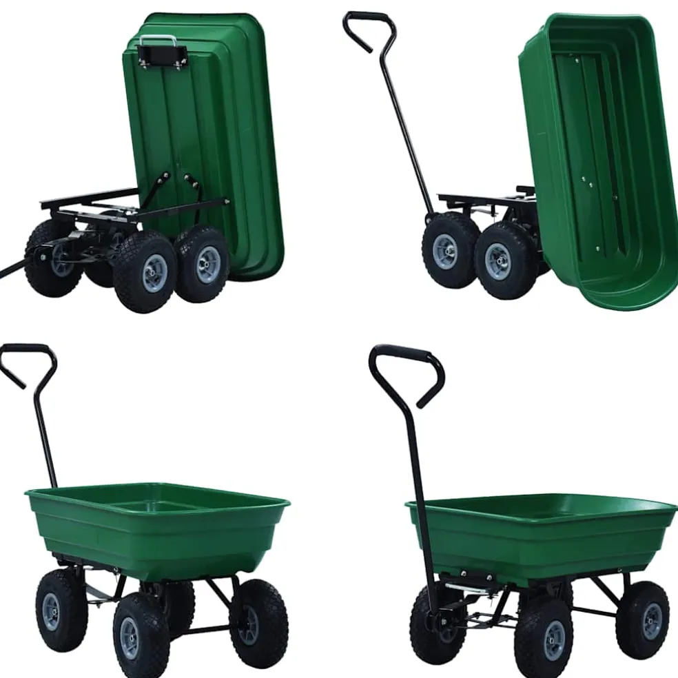 vidaXL Tuinkiepwagen 300 kg 75L groen