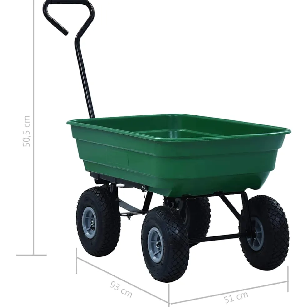 vidaXL Tuinkiepwagen 300 kg 75L groen