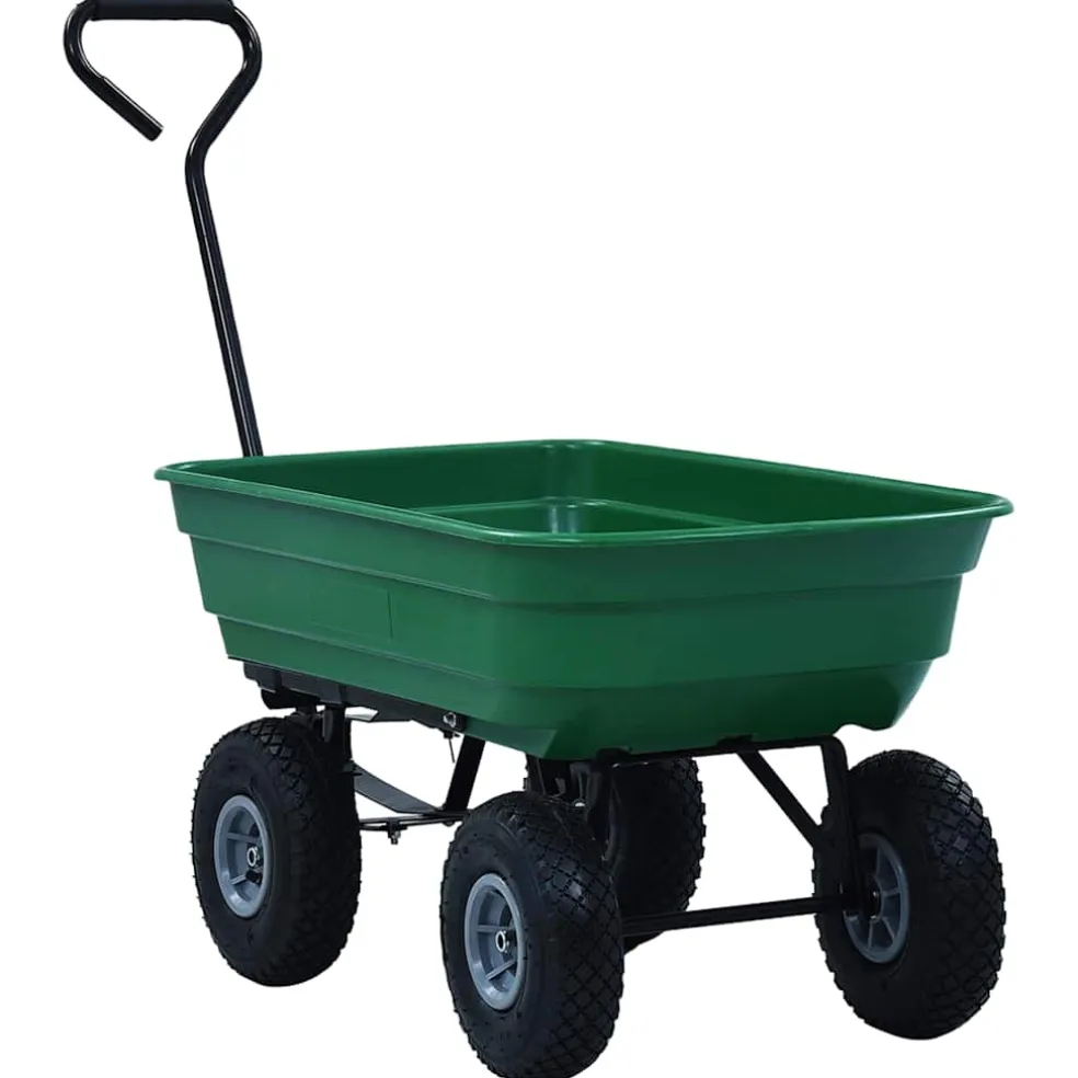 vidaXL Tuinkiepwagen 300 kg 75L groen