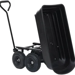 vidaXL Tuinkiepwagen 300 kg 75 L zwart