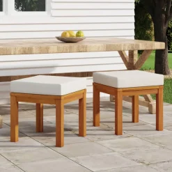 vidaXL Tuinkrukjes 2 st met kussens 40x40x42 cm massief acaciahout
