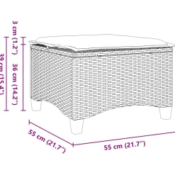 vidaXL Tuinkrukken met kussens 2 st 55x55x36 cm poly rattan grijs
