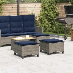 vidaXL Tuinkrukken met kussens 2 st 55x55x36 cm poly rattan grijs