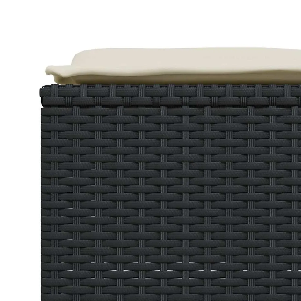 vidaXL Tuinkrukken met kussens 4 st poly rattan zwart