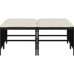vidaXL Tuinkrukken met kussens 4 st poly rattan zwart