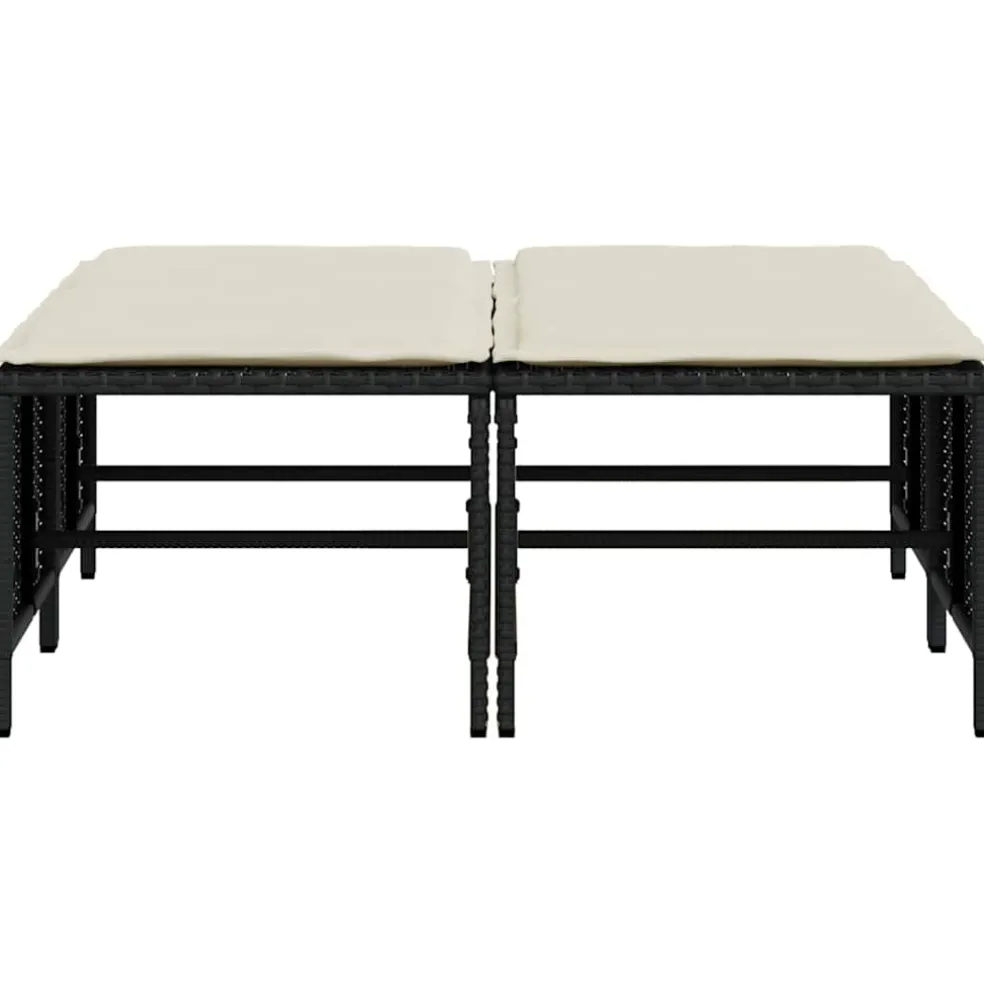 vidaXL Tuinkrukken met kussens 4 st poly rattan zwart