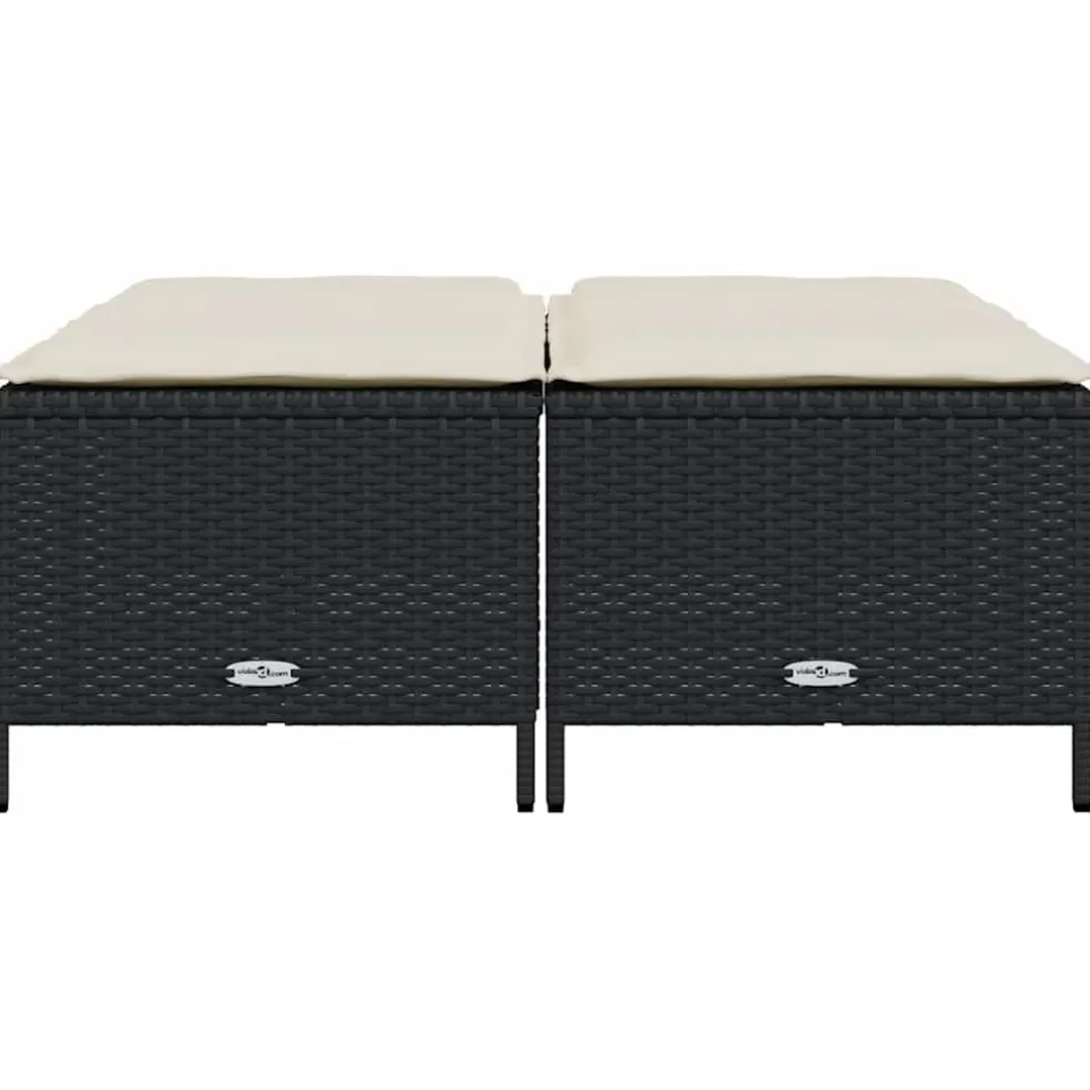 vidaXL Tuinkrukken met kussens 4 st poly rattan zwart