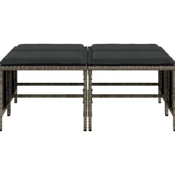 vidaXL Tuinkrukken met kussens 4 st poly rattan grijs