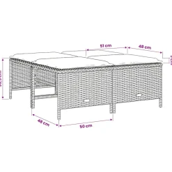 vidaXL Tuinkrukken met kussens 4 st poly rattan grijs