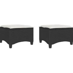 vidaXL Tuinkrukken met kussens 2 st 55x55x36 cm poly rattan zwart