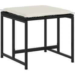 vidaXL Tuinkrukken met kussens 4 st poly rattan zwart