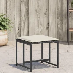 vidaXL Tuinkrukken met kussens 4 st poly rattan zwart