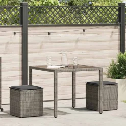 vidaXL Tuinkrukken met kussens 2 st 40x40x43 cm poly rattan grijs