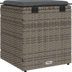 vidaXL Tuinkrukken met kussens 2 st 40x40x43 cm poly rattan grijs