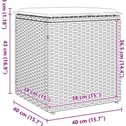 vidaXL Tuinkrukken met kussens 2 st 40x40x43 cm poly rattan grijs