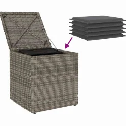 vidaXL Tuinkrukken met kussens 2 st 40x40x43 cm poly rattan grijs