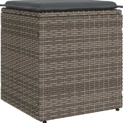 vidaXL Tuinkrukken met kussens 2 st 40x40x43 cm poly rattan grijs