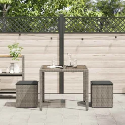 vidaXL Tuinkrukken met kussens 2 st 40x40x43 cm poly rattan grijs