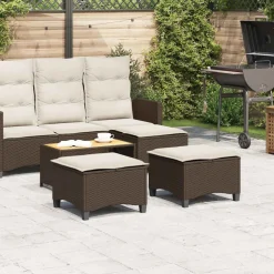 vidaXL Tuinkrukken met kussens 2 st 55x55x36 cm poly rattan bruin