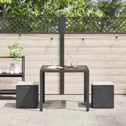 vidaXL Tuinkrukken met kussens 2 st 40x40x43 cm poly rattan zwart