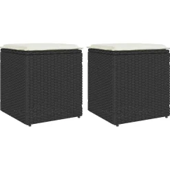 vidaXL Tuinkrukken met kussens 2 st 40x40x43 cm poly rattan zwart