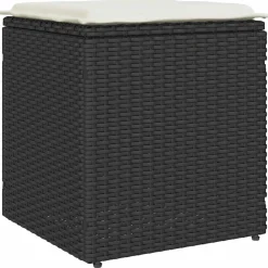 vidaXL Tuinkrukken met kussens 2 st 40x40x43 cm poly rattan zwart