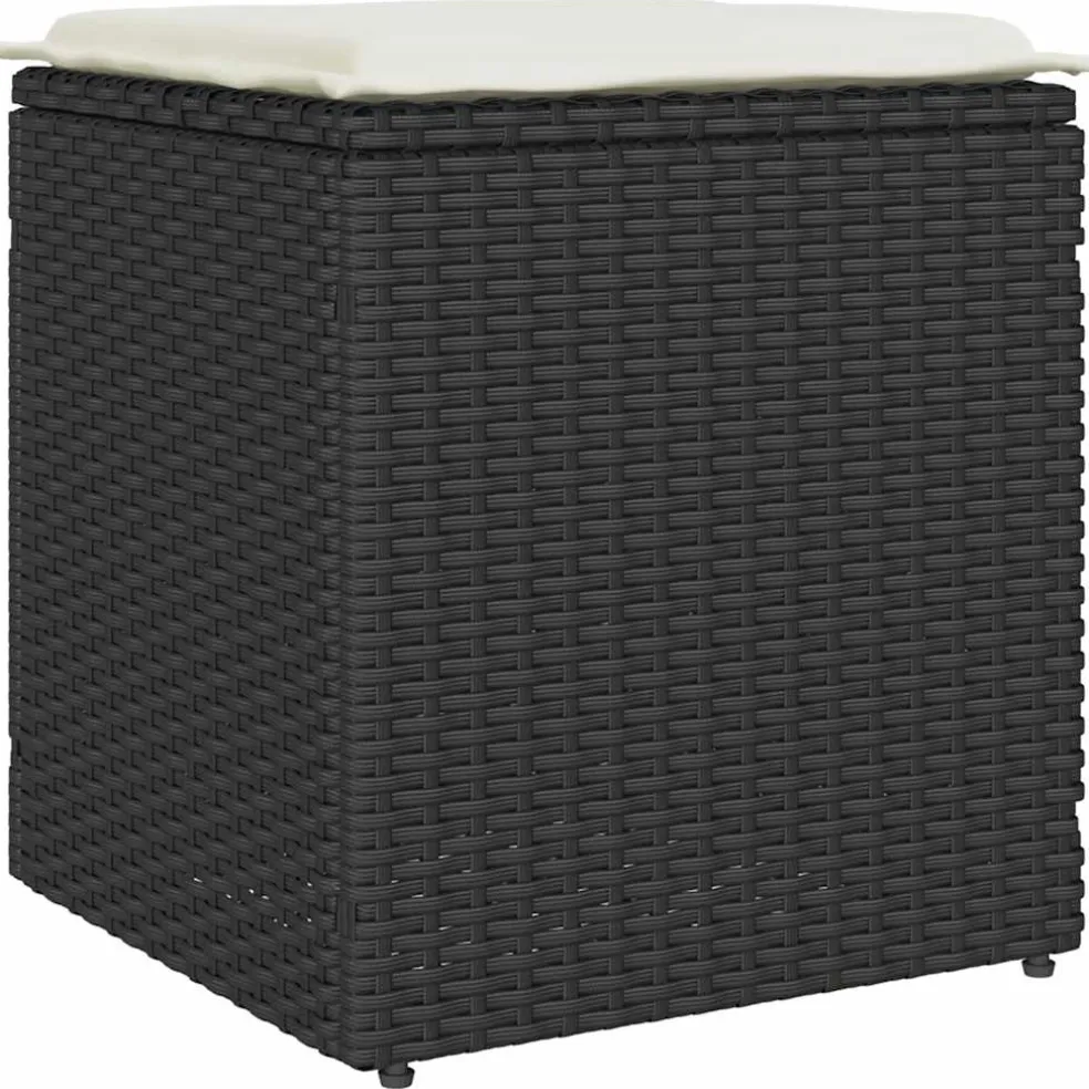 vidaXL Tuinkrukken met kussens 2 st 40x40x43 cm poly rattan zwart
