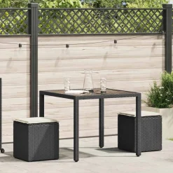 vidaXL Tuinkrukken met kussens 2 st 40x40x43 cm poly rattan zwart